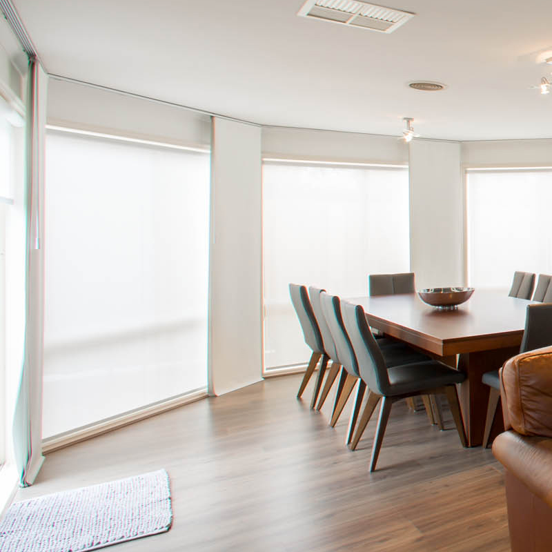 Living room with double Translucent blinds