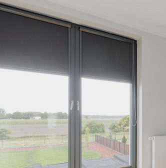 Blockout roller blinds in open position